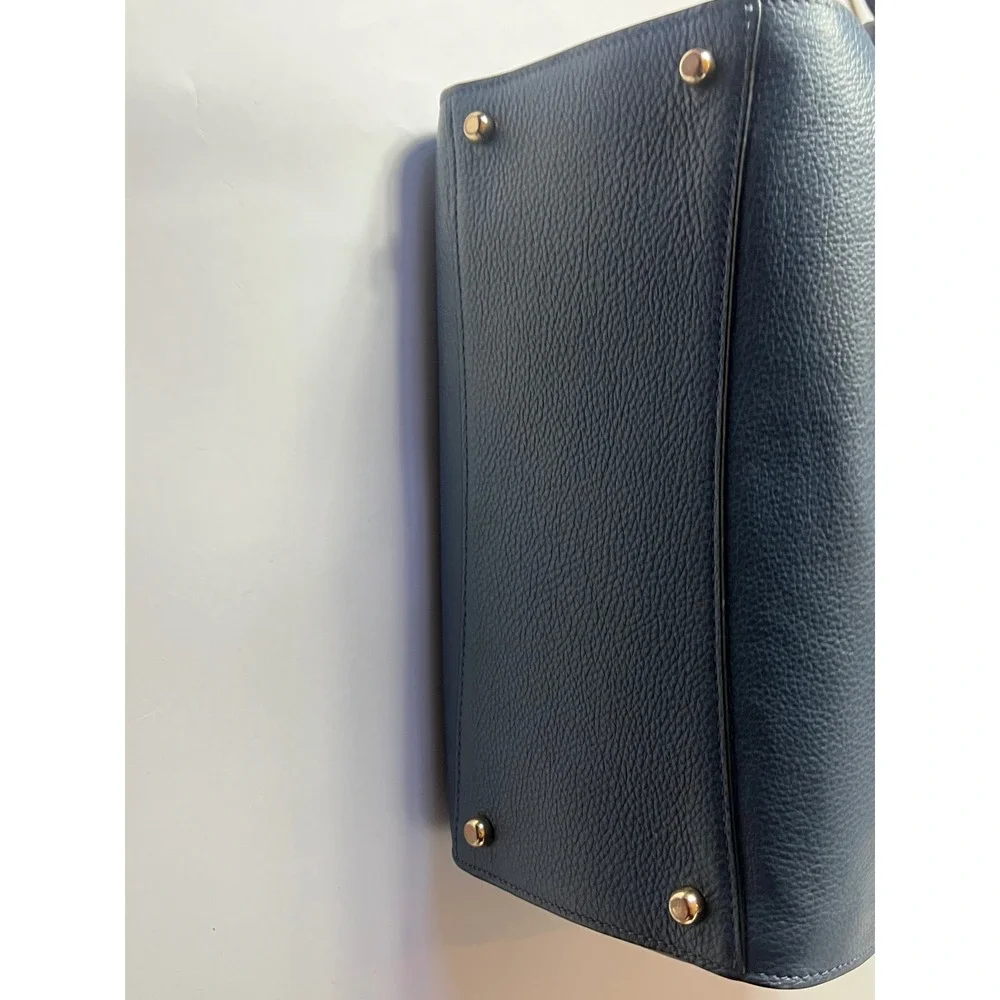 Coach Kleo Carryall Bag Teal‎ and Navy Blue Pebbled Leather Suede Handbag